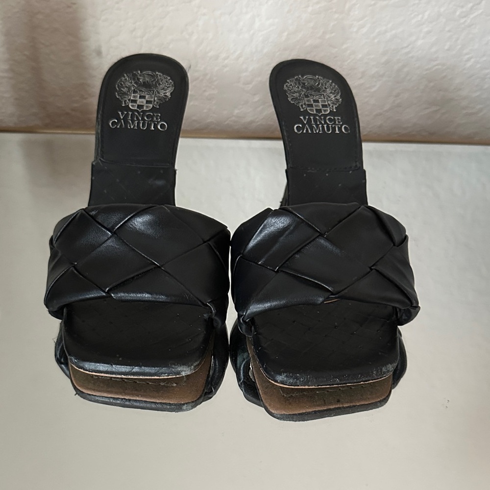 Vince Camuto Black Woven Mules